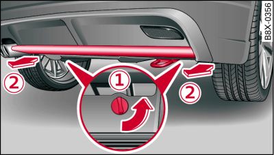 Example 2) right side of the rear bumper: Towline anchorage on vehicle with end trim